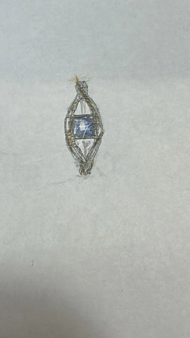 Unique Engagement Gold Ring with Diamonds and Central Blue Lapis Lazuli