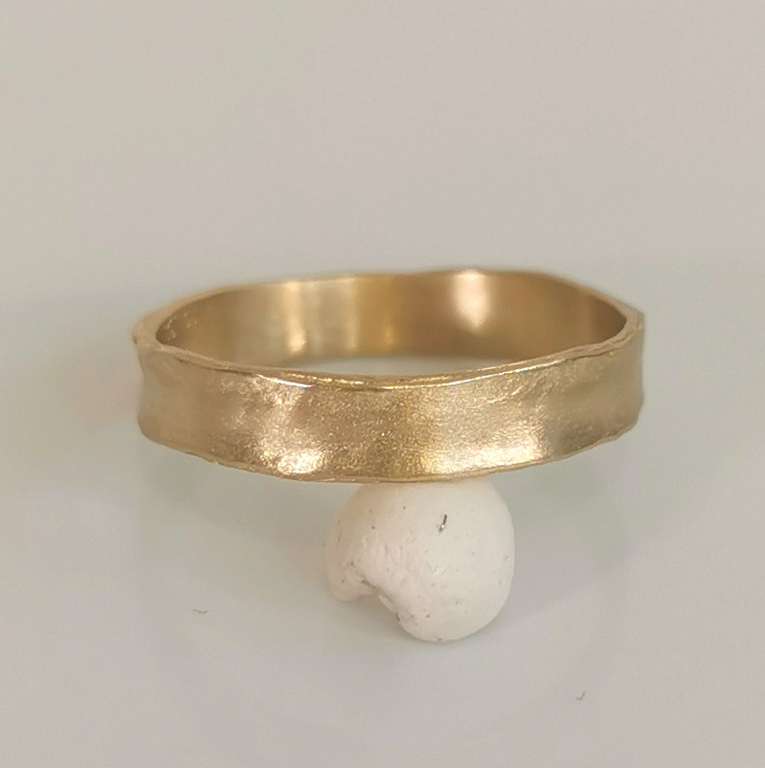 4mm Organic Gold Band Ring, Minimal Hammered Wedding Ring