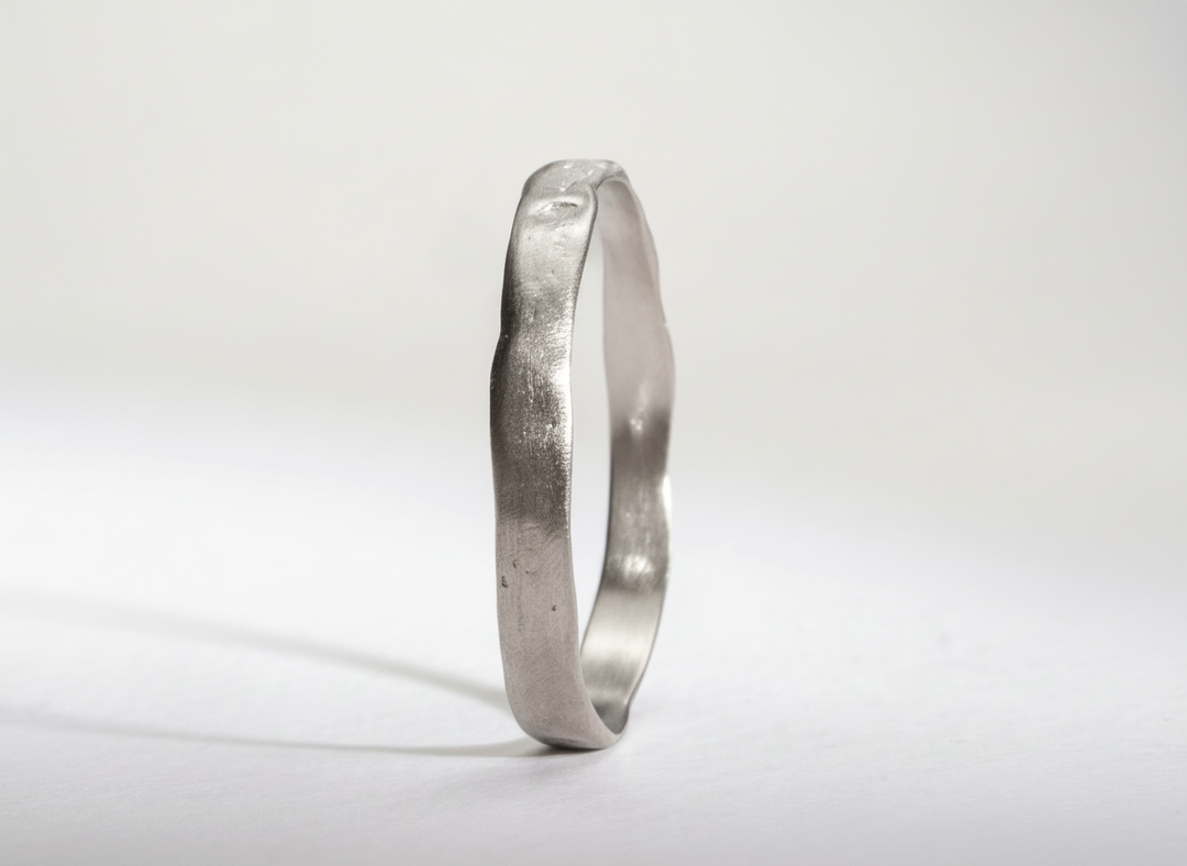 Sterling Silver Slim Minimalist Hammered Textured 3mm Ring
