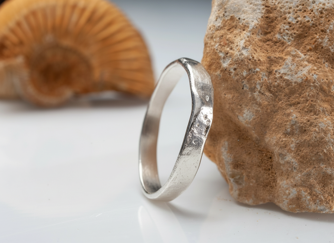 Slim Minimalist Hammered Textured 3mm Ring