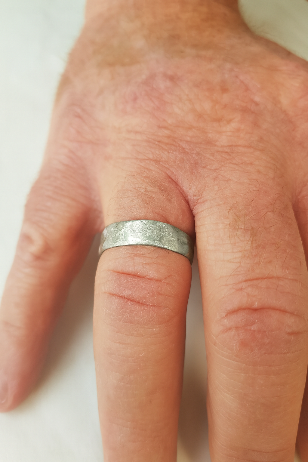 Handmade Sterling Silver Wide Band, Raw Textured Minimal Unisex Ring