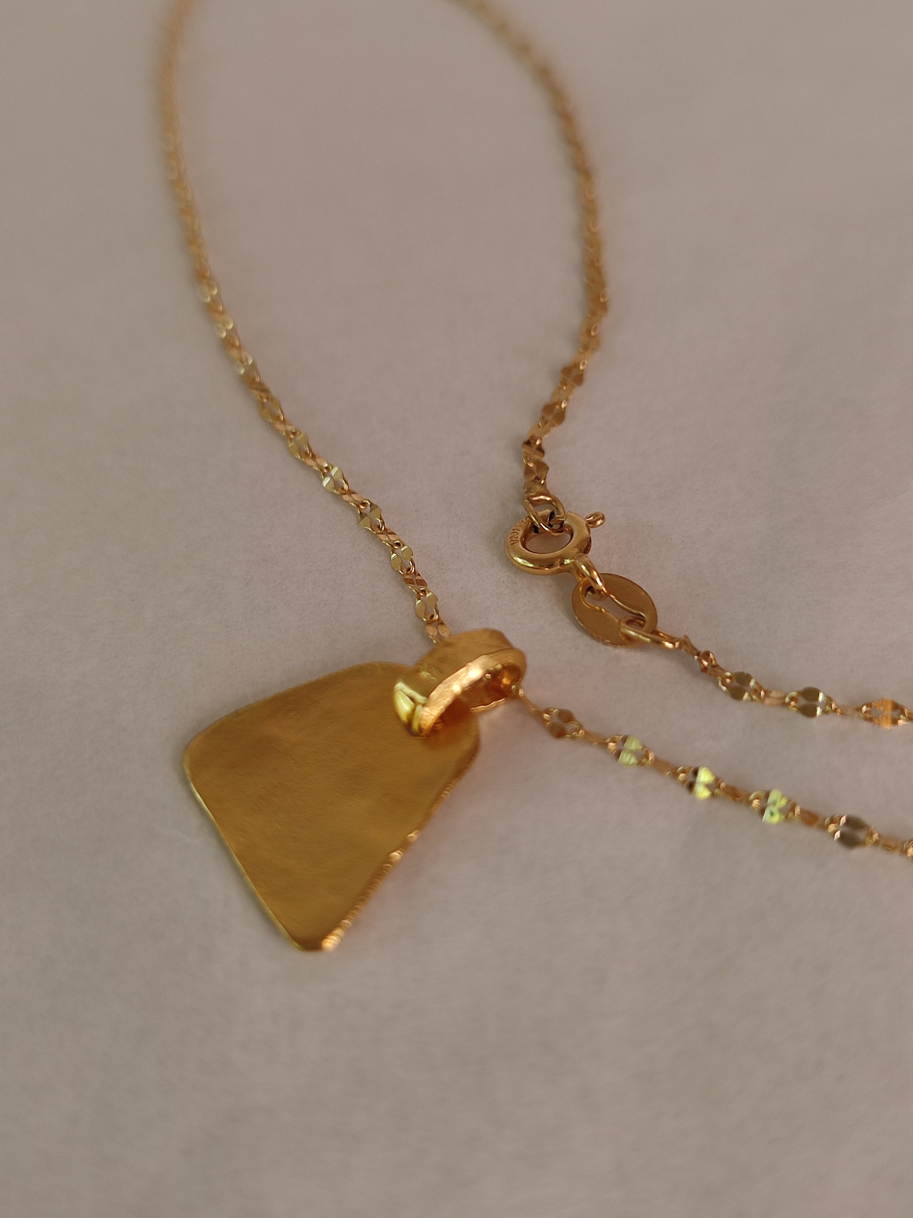 Textured Gold Geometric Triangle Pendant
