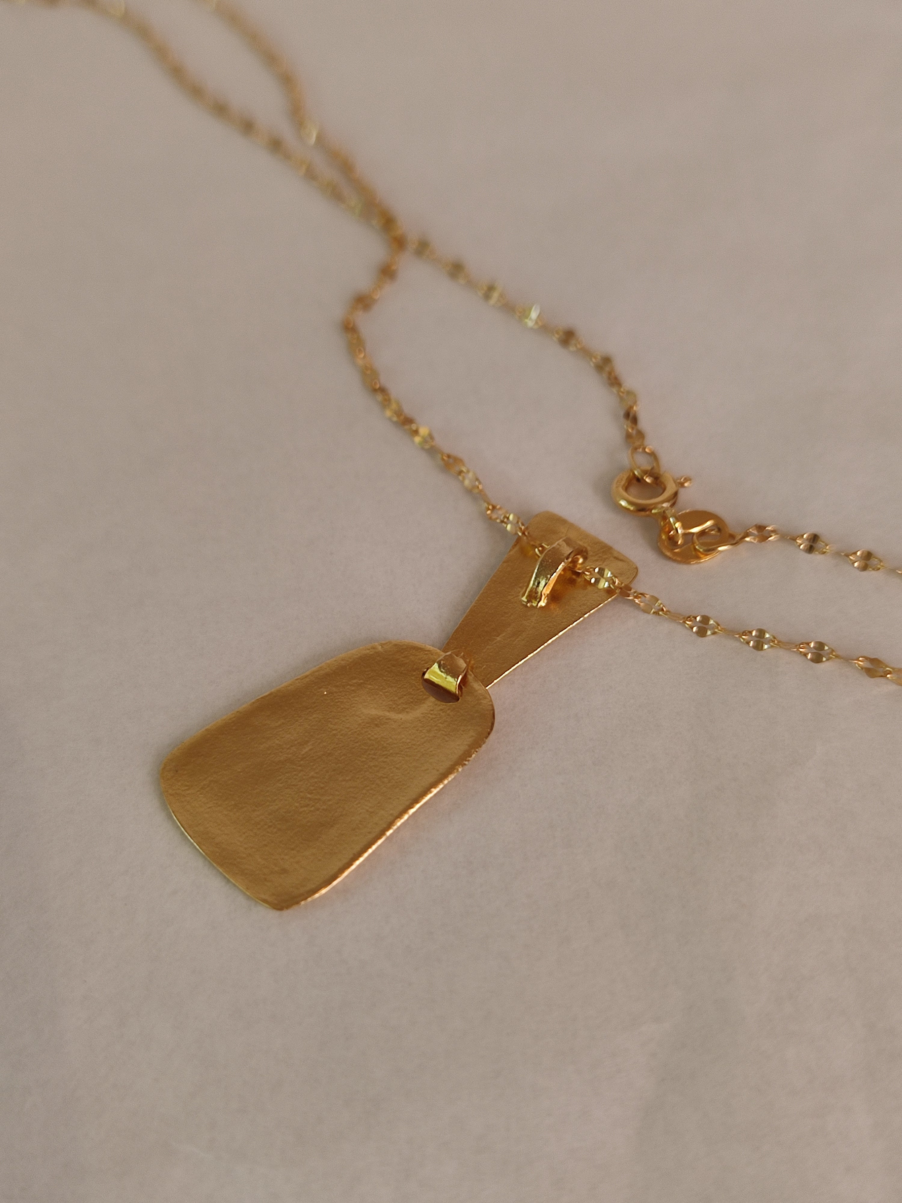 Ancient Style Textured Gold Geometric Rectangle Pendant