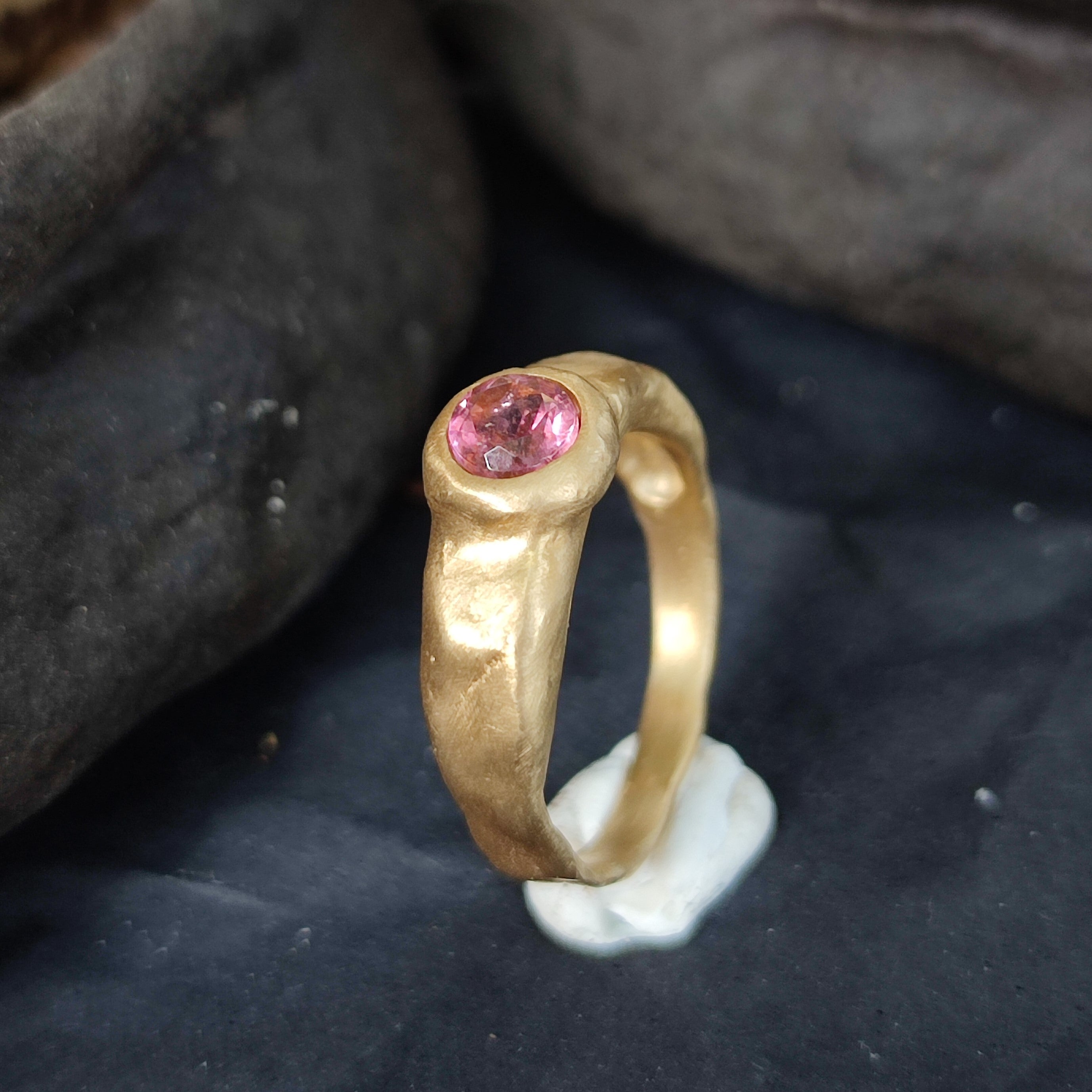 gold pink tourmaline ring