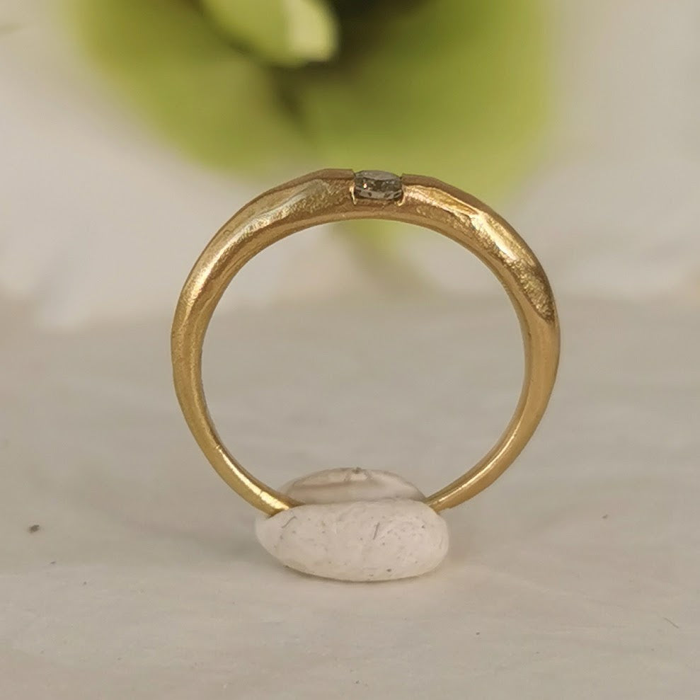 Smooth 14k Gold Diamond Engagement Ring