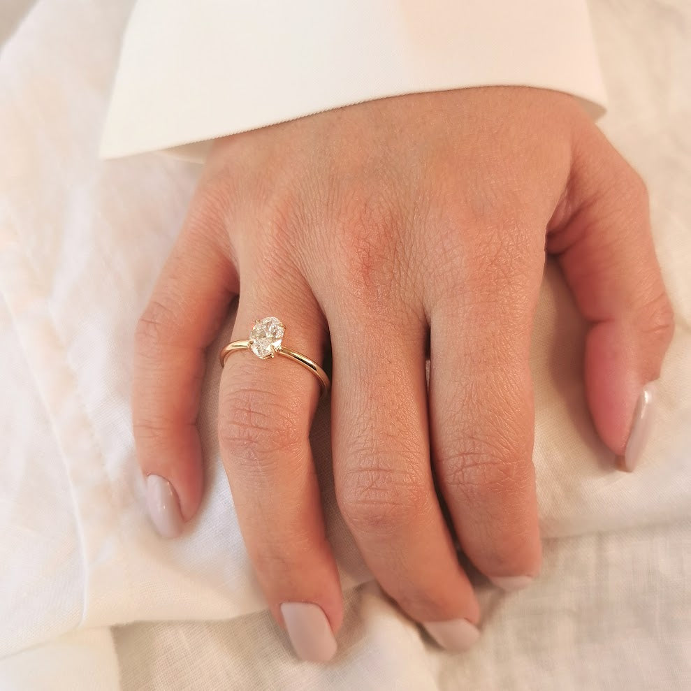 Handmade Oval 1 Carat Diamond Engagement Ring