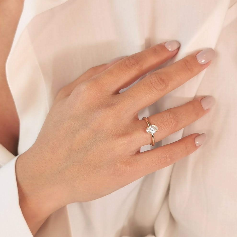 Handmade Oval 1 Carat Diamond Engagement Ring
