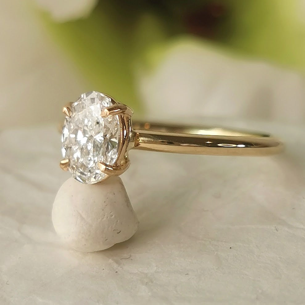 Handmade Oval 1 Carat Diamond Engagement Ring