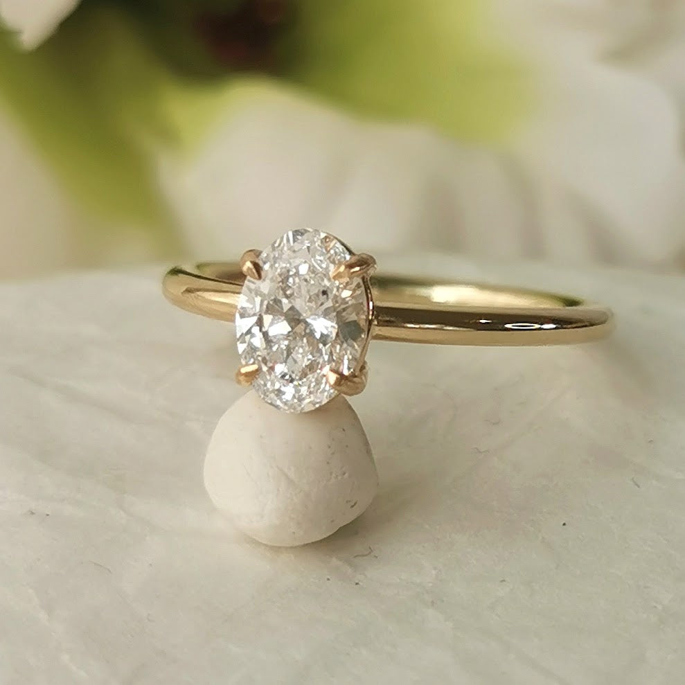 Handmade Oval 1 Carat Diamond Engagement Ring