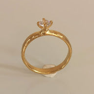 Gold Raw Organic Band with Natural Diamond Solitaire Ring