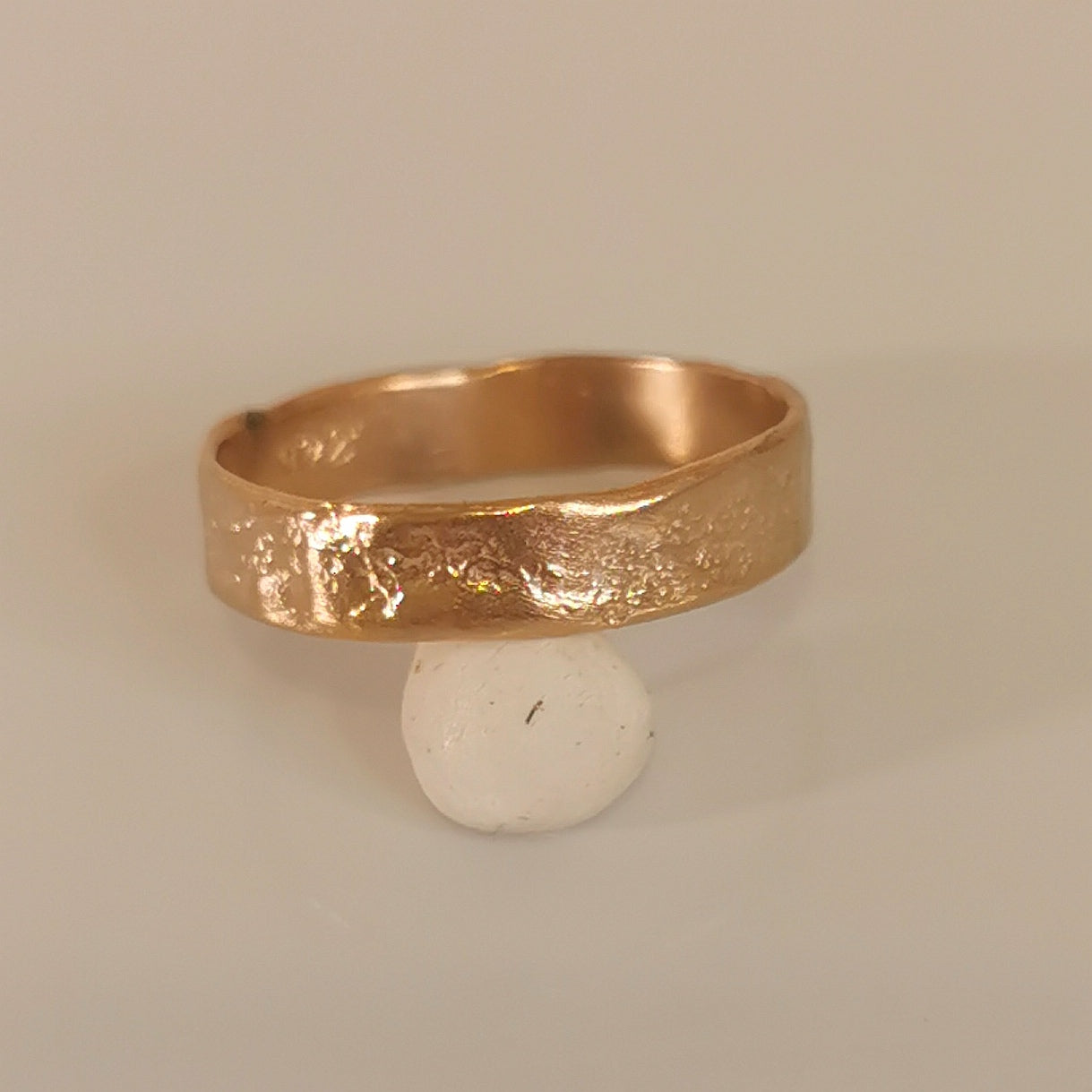 Textured Gold Band Ring, Hammered Organic Slim Wedding Band