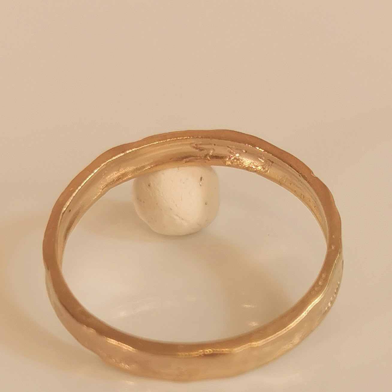 Hollow Solid Gold Wedding Band, Organic Textured Stackable Ring