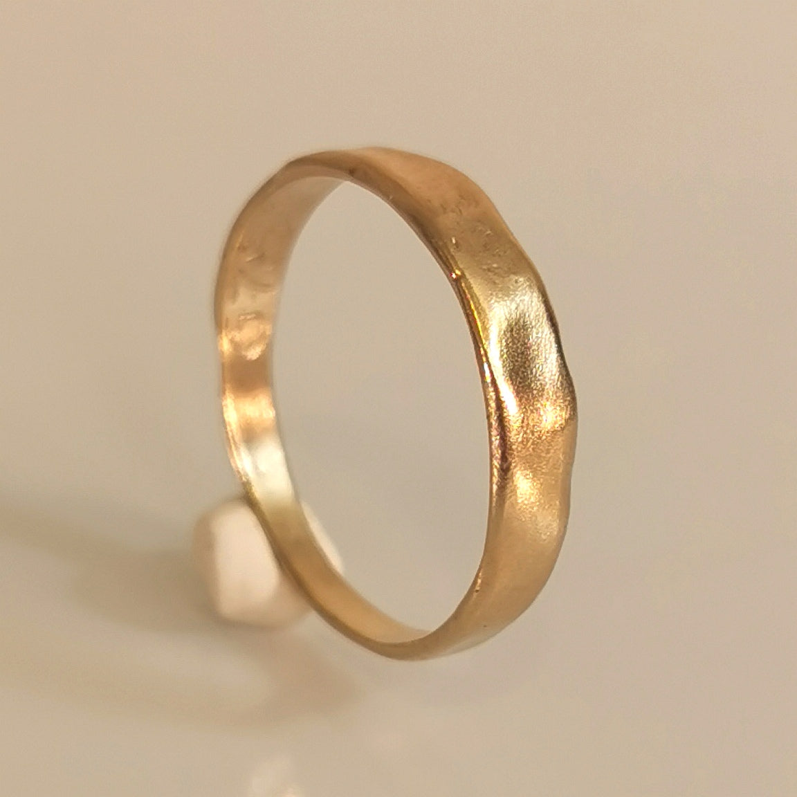 Tapered Solid Gold Organic Ring, Minimal Unisex Wedding Band