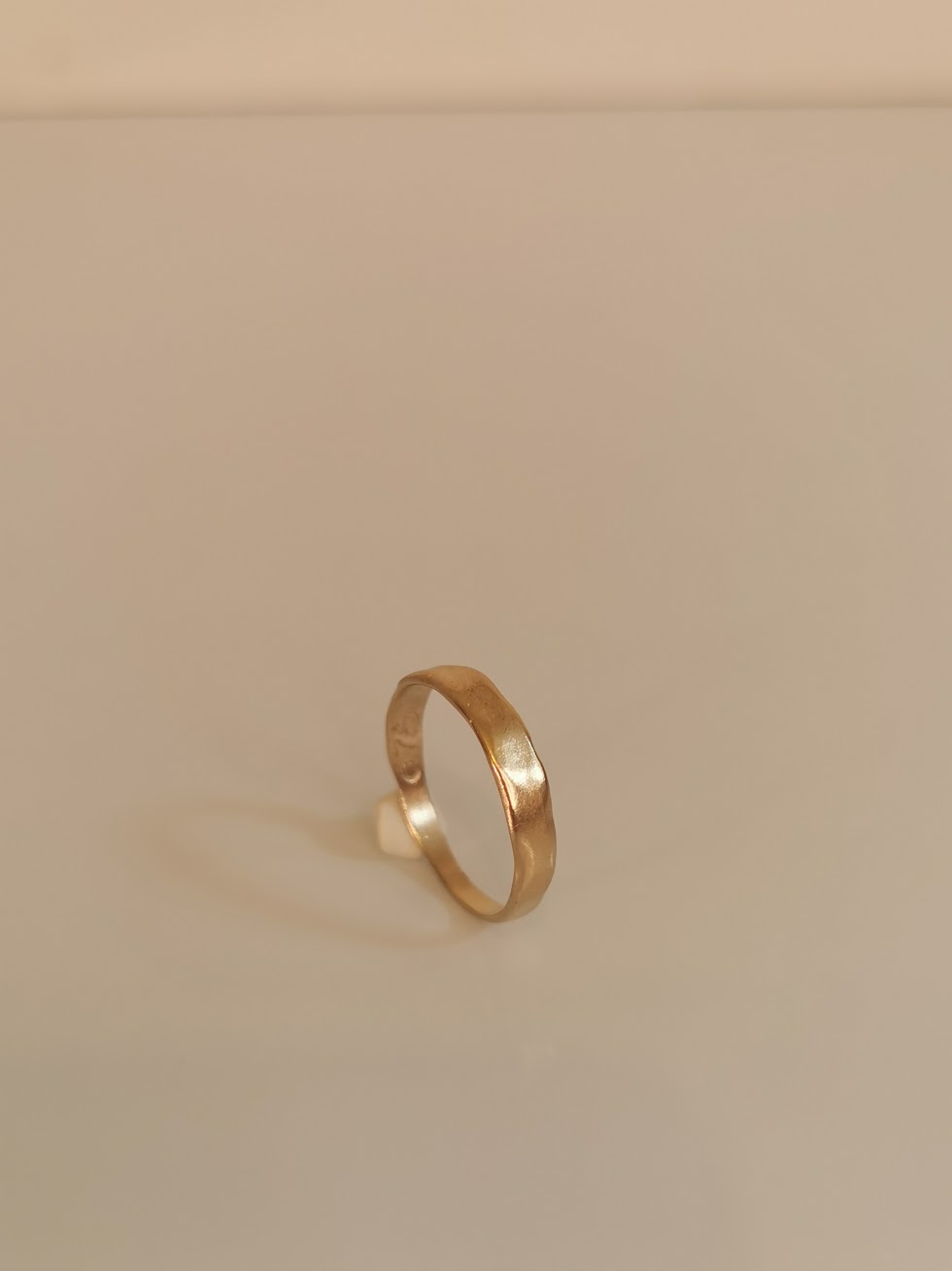 Tapered Solid Gold Organic Ring, Minimal Unisex Wedding Band