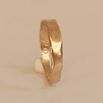 Tapered Solid Gold Organic Ring, Minimal Unisex Wedding Band