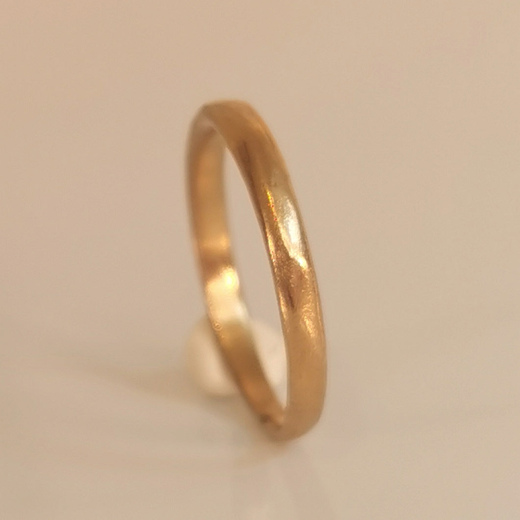 Solid Gold Slim Wedding Band, Minimal Comfort Fit Stacking Ring