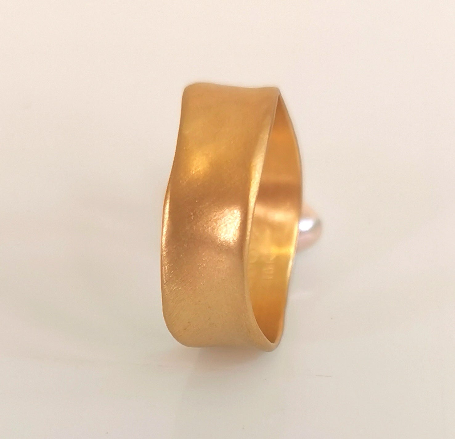 Solid Gold Curved Wedding Band, Unique Unisex Stacking Ring