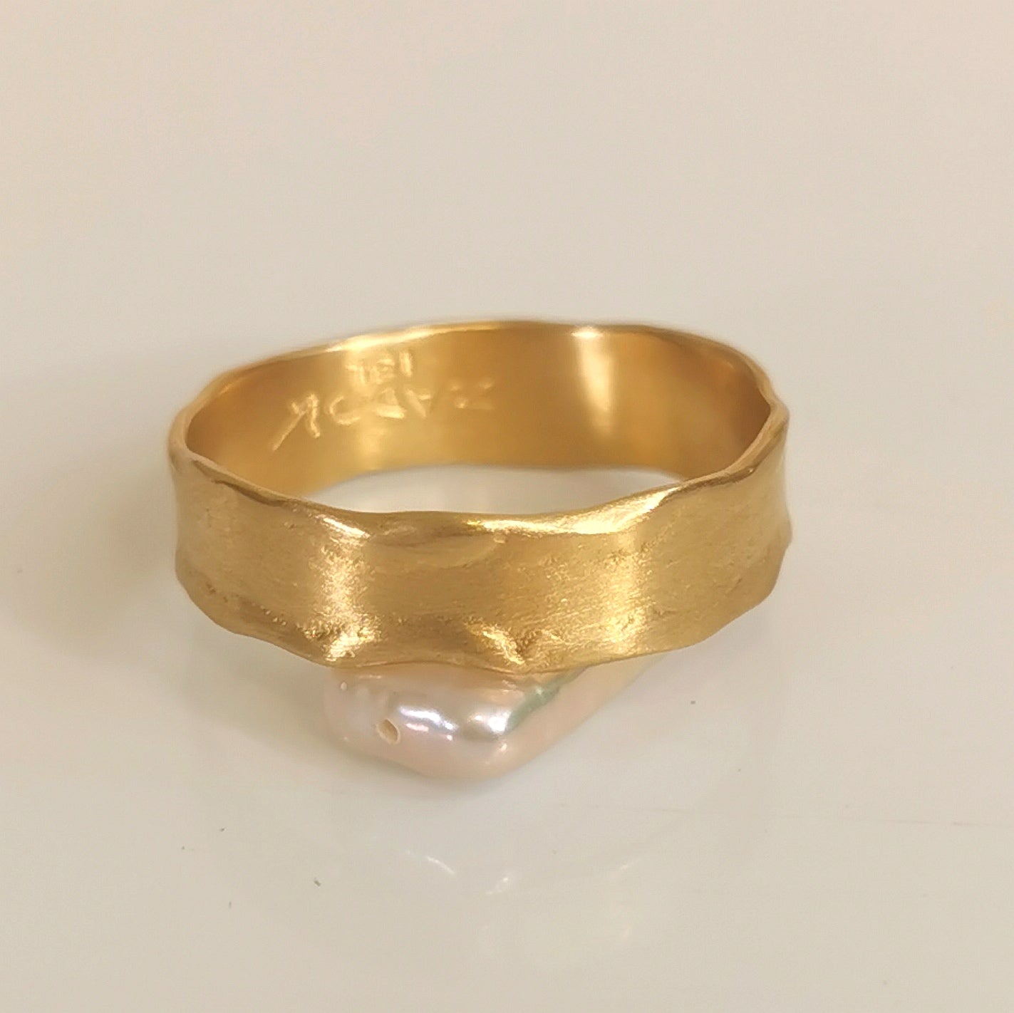 Organic Textured Gold Wedding Band – Minimalist Artisan Statement Ring