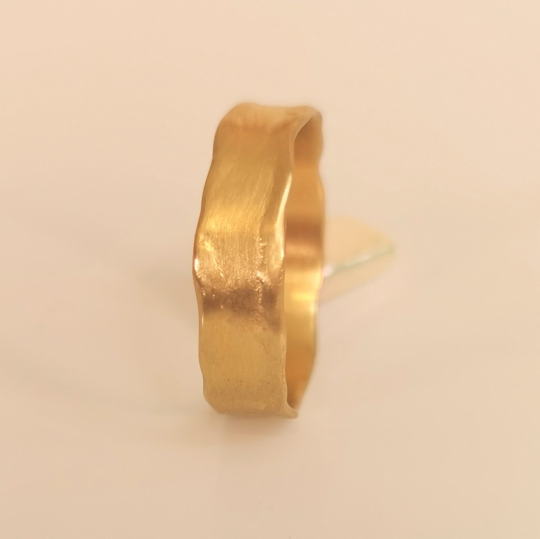 Organic Textured Gold Wedding Band – Minimalist Artisan Statement Ring
