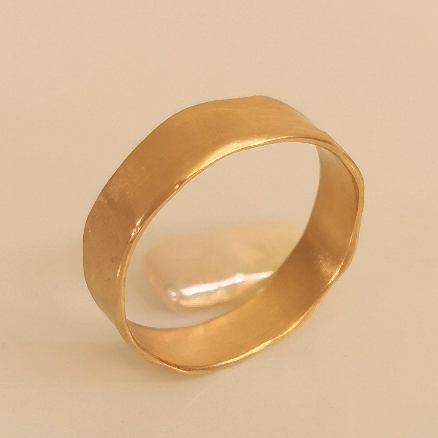 Organic Textured Gold Wedding Band – Minimalist Artisan Statement Ring