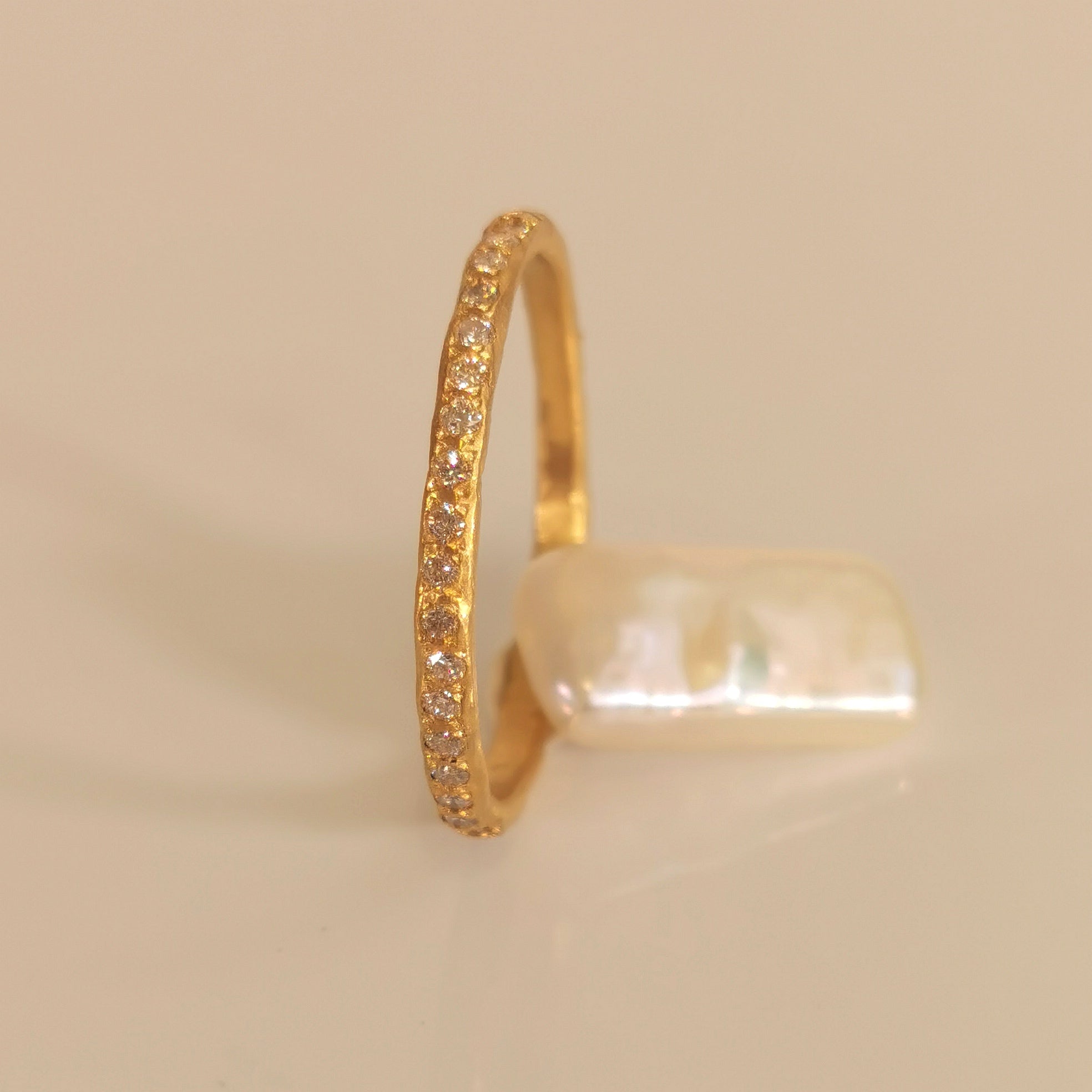 22k Gold Diamond Eternity Band, Unique Stackable Engagement Ring