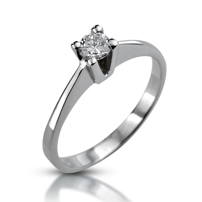 Tapered Cathedral White Gold Diamond 0.14ct Engagement Ring