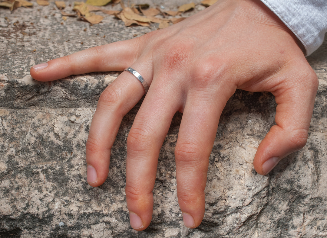 Hammered Textured 3mm silver Ring