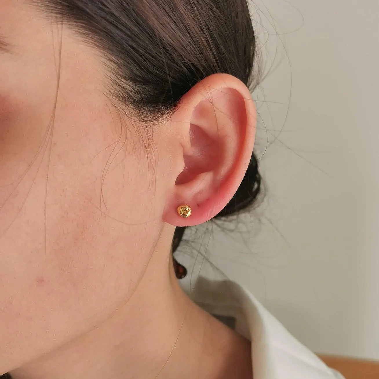 Small Organic Gold Nugget Stud Earrings