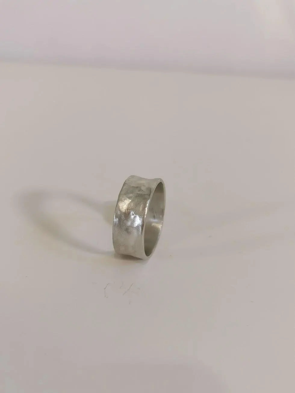Hammered Sterling Silver Band, Statement Matte Finish Rin