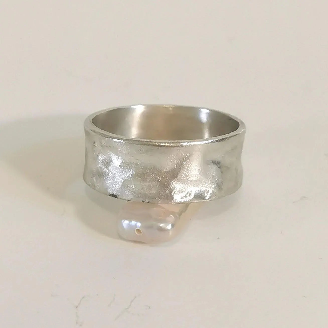 Hammered Sterling Silver Band, Statement Matte Finish Rin