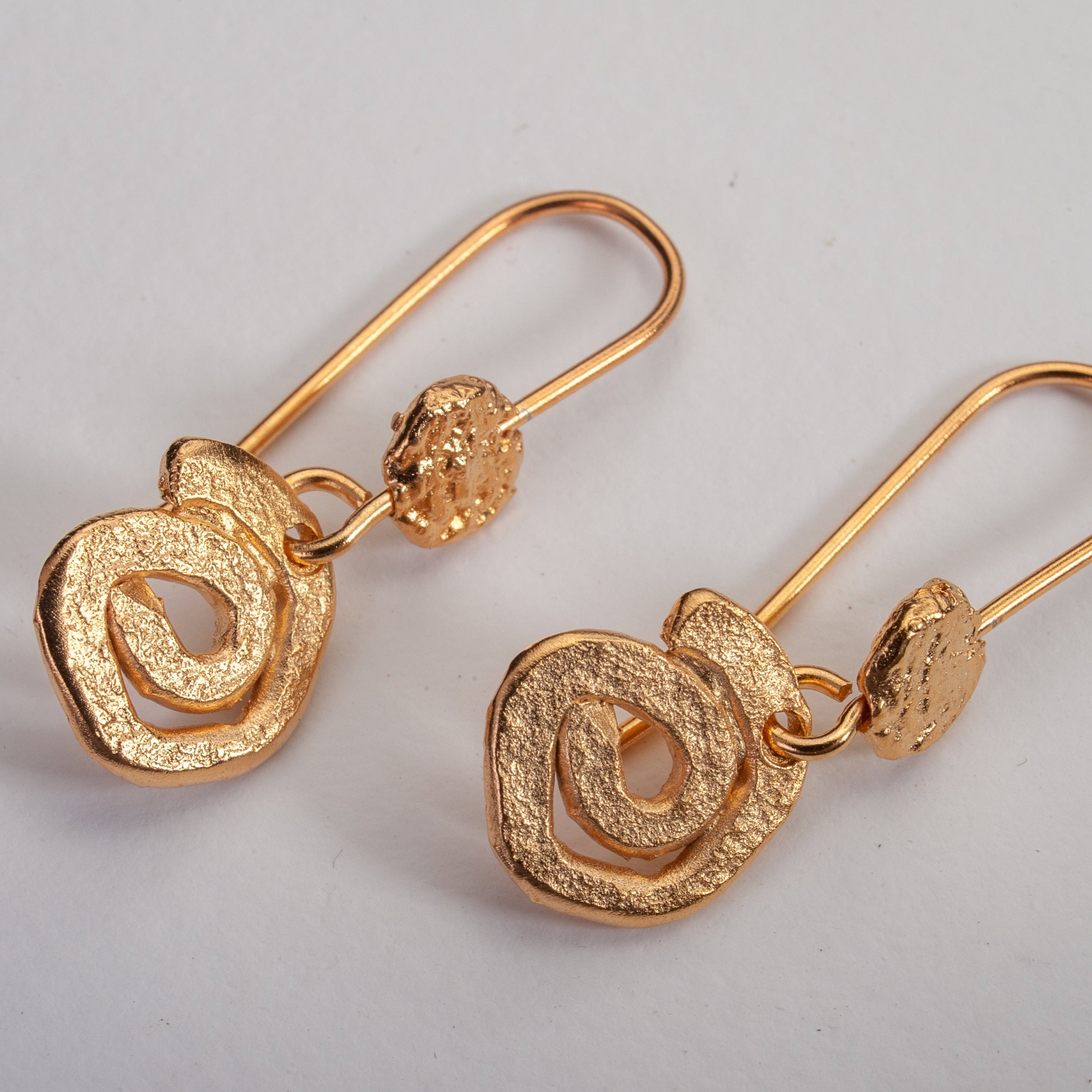 textured gold spiral earrings