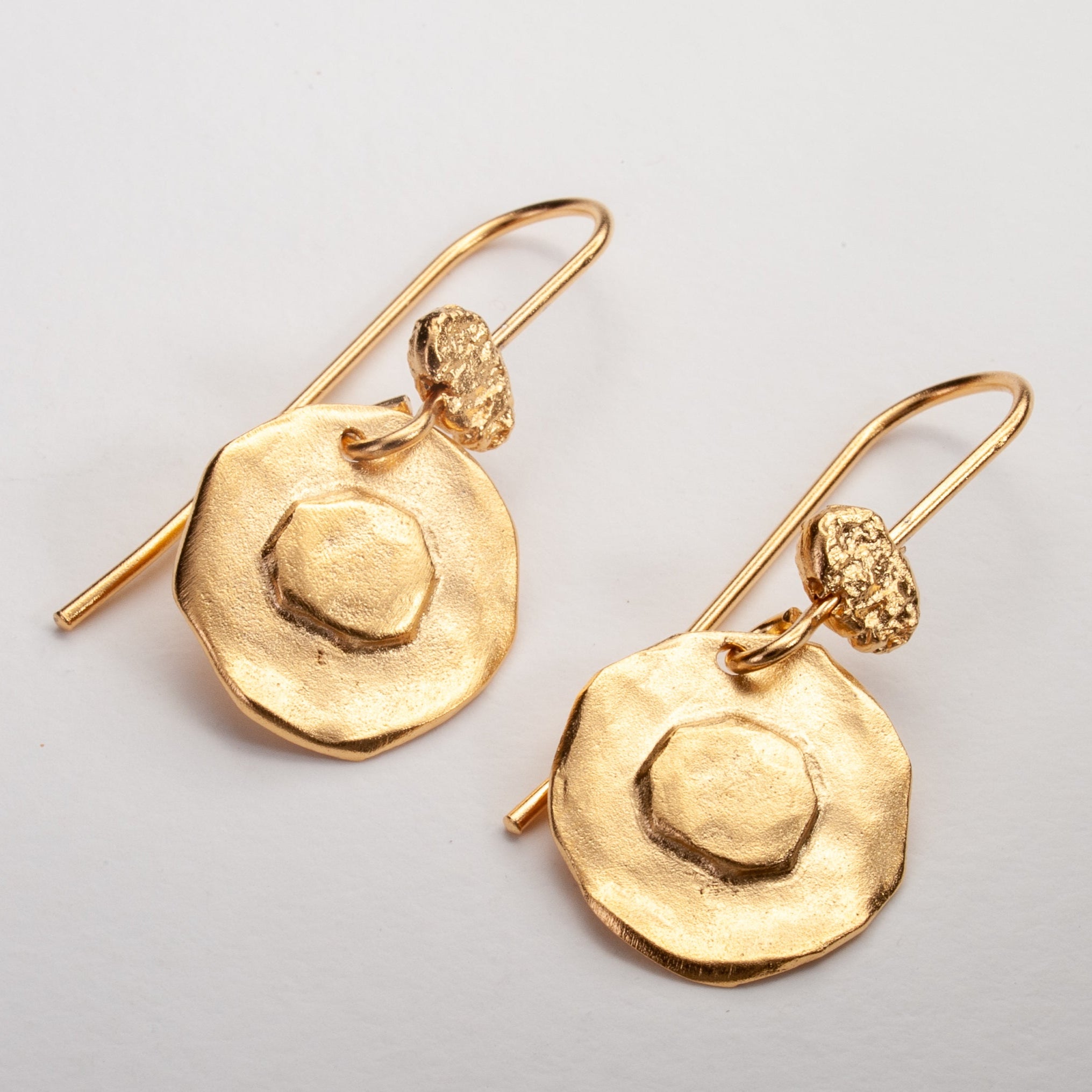 Minimalist Handmade Small 14k Gold Circle Disc Earrings
