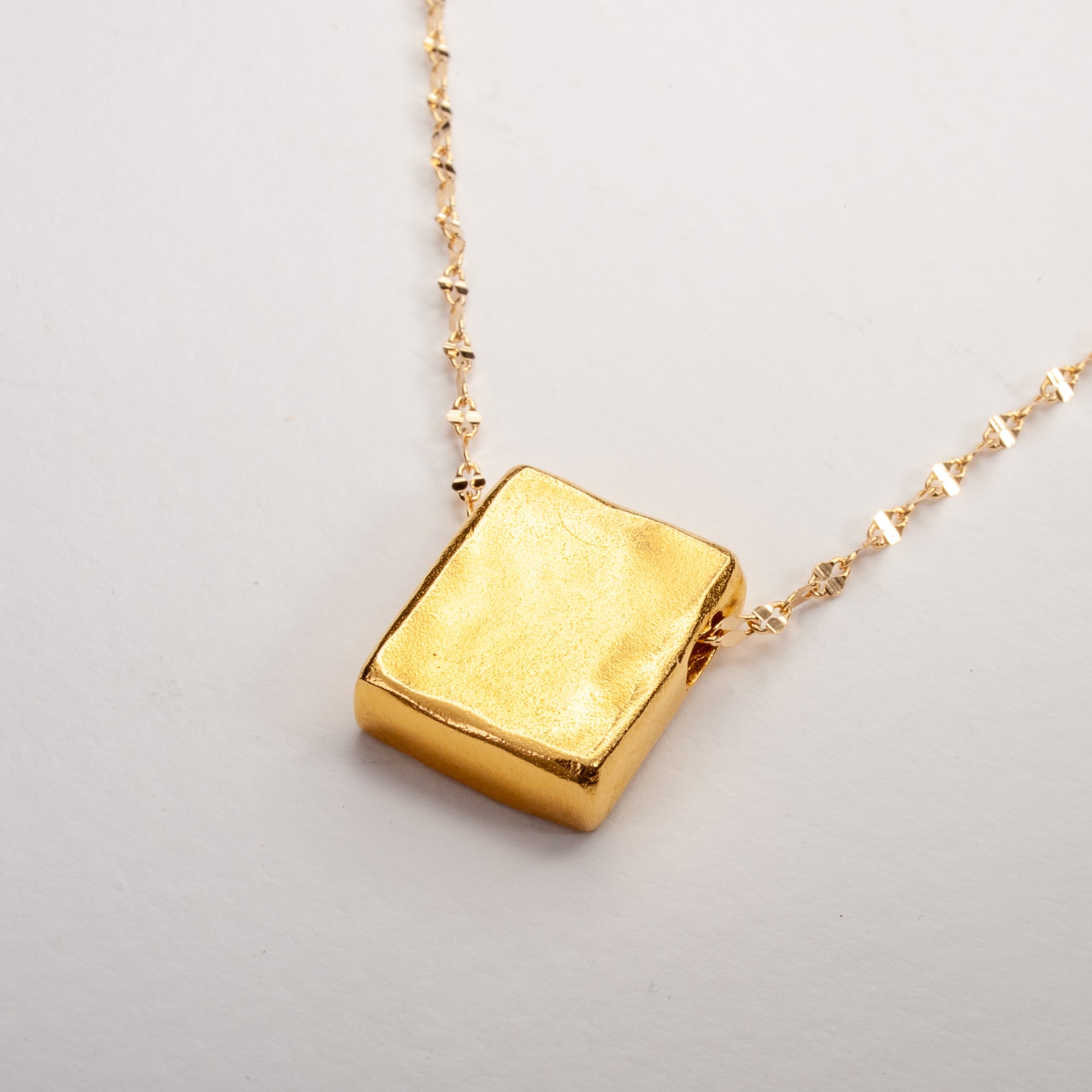 Small Matte Gold Square Pendant Necklace