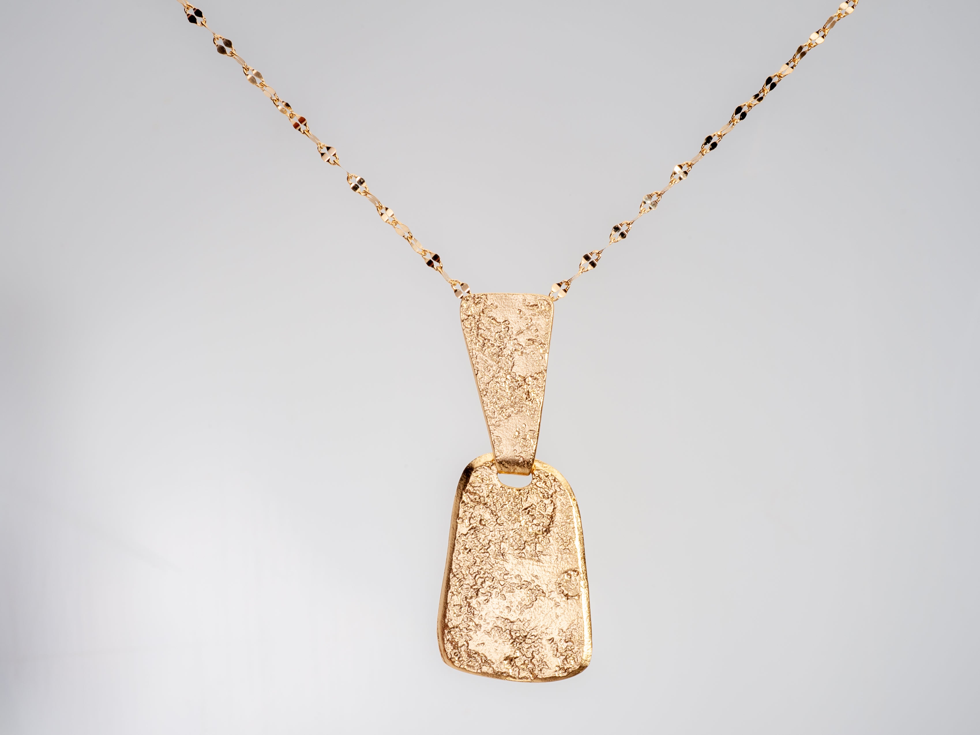 Ancient Style Textured Gold Geometric Rectangle Pendant