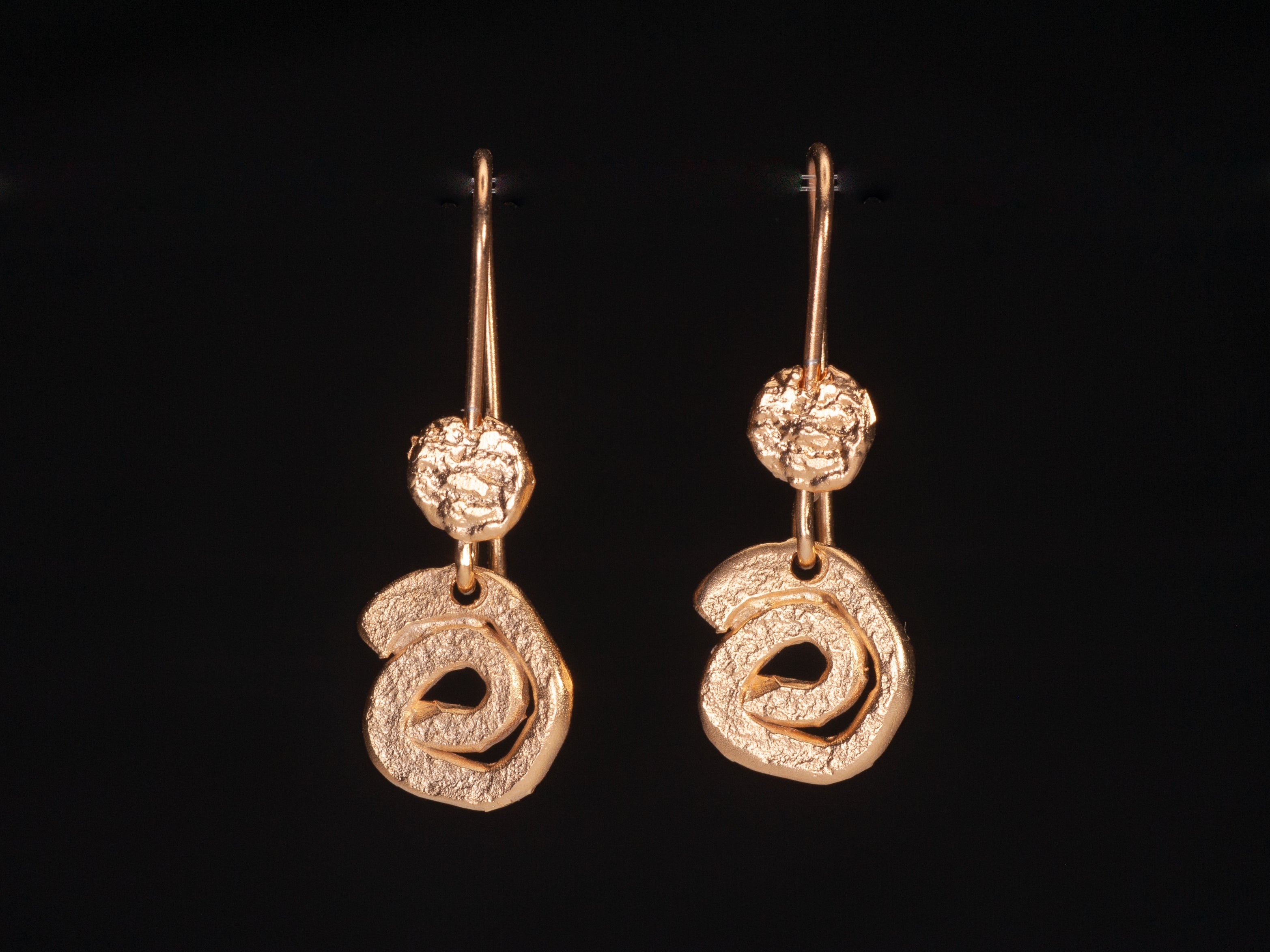 Textured 14k Gold Small Spiral Earrings