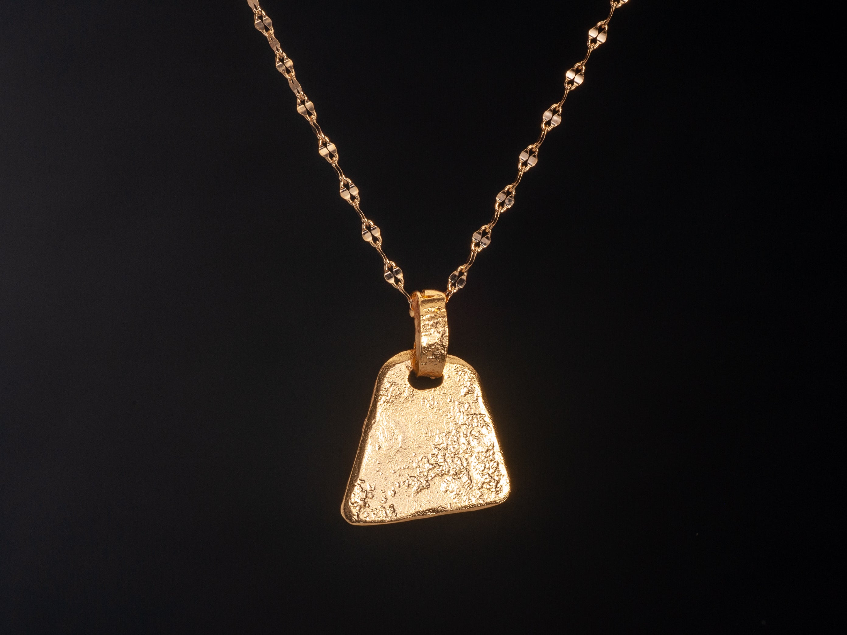 Textured Gold Geometric Triangle Pendant