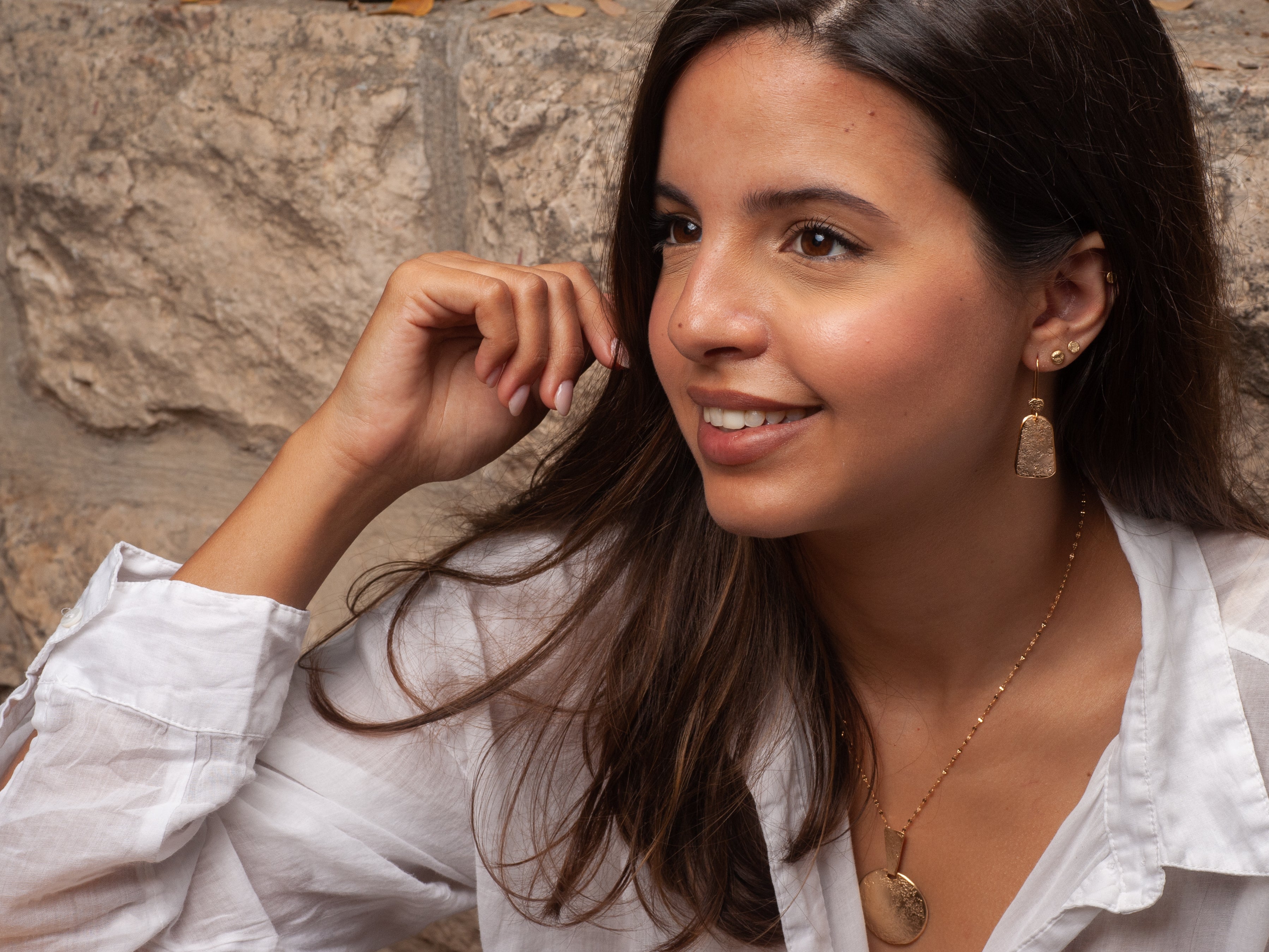 18k Gold Dangle Boho Ancient Earrings