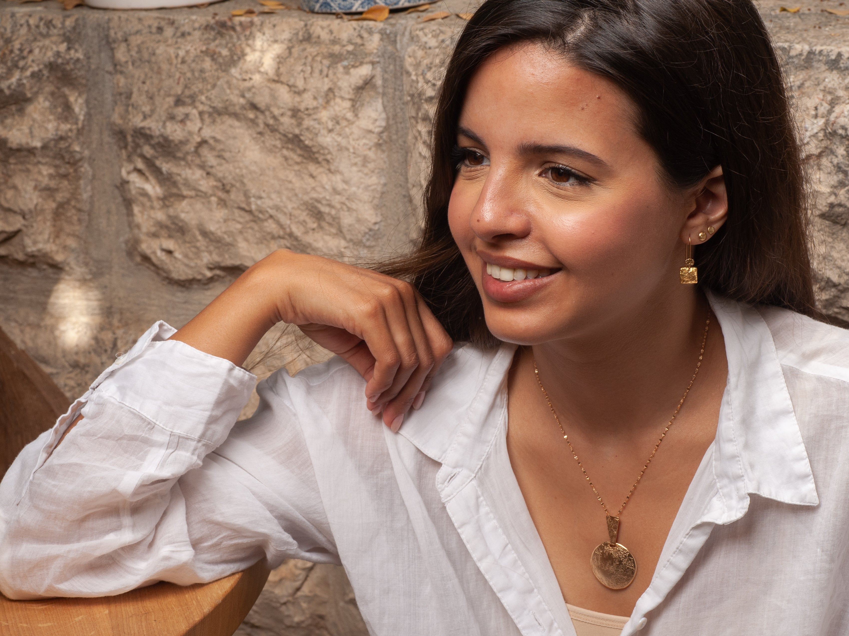 Rough Rustic Textured 14k Gold Small Square Earrings