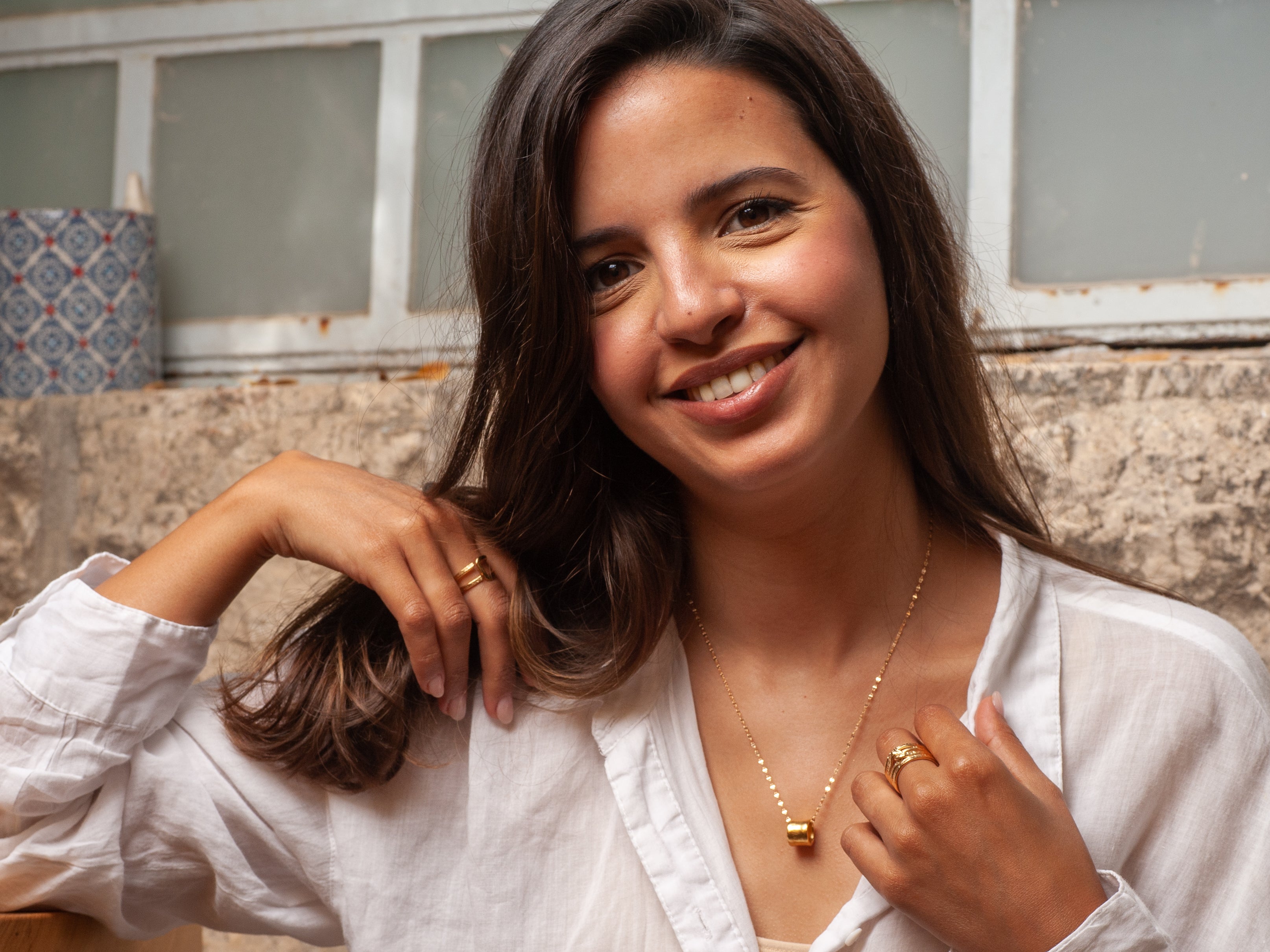 שרשרת תליון מרובעת זהב מט קטן