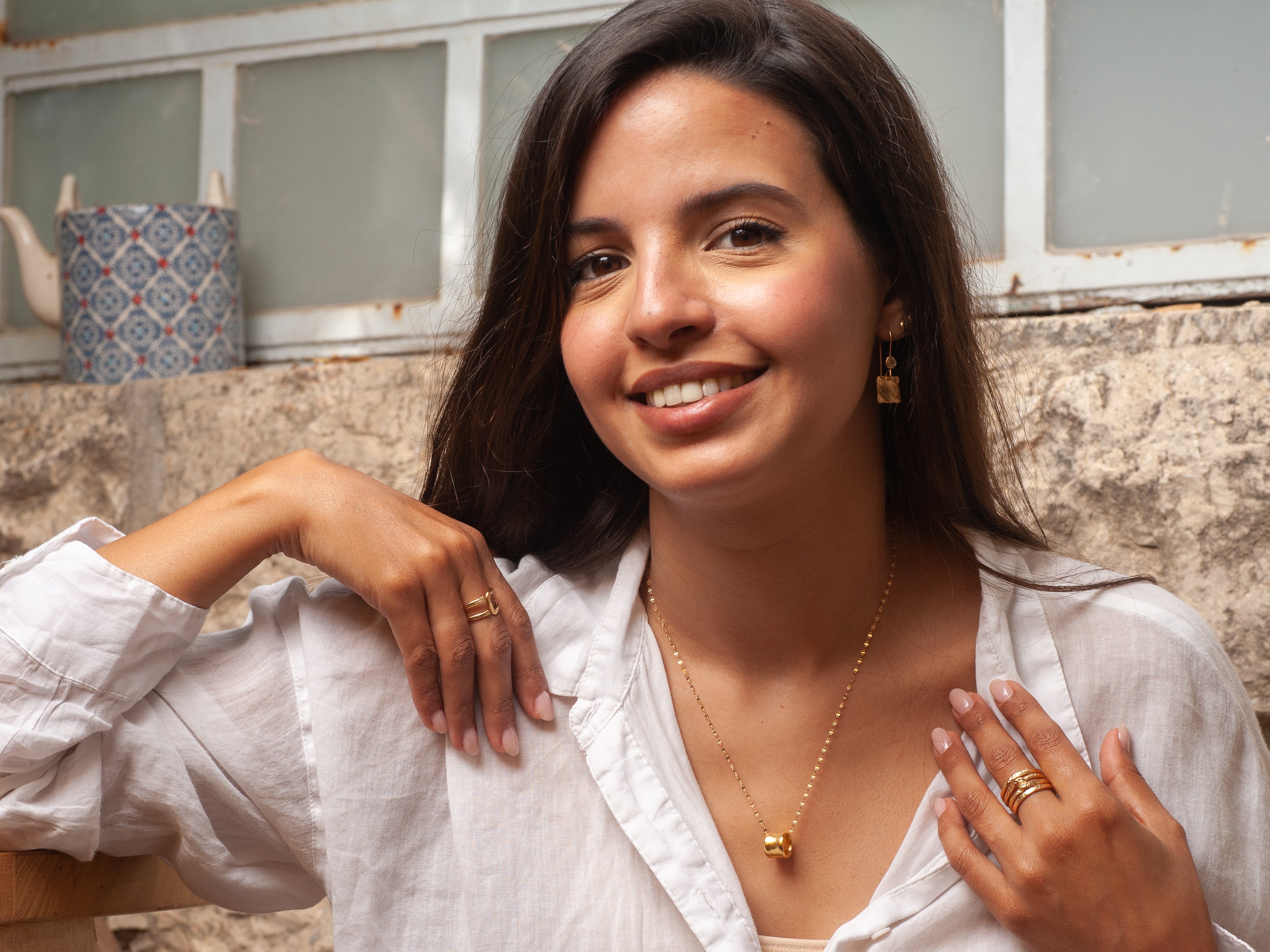 שרשרת תליון מרובעת זהב מט קטן