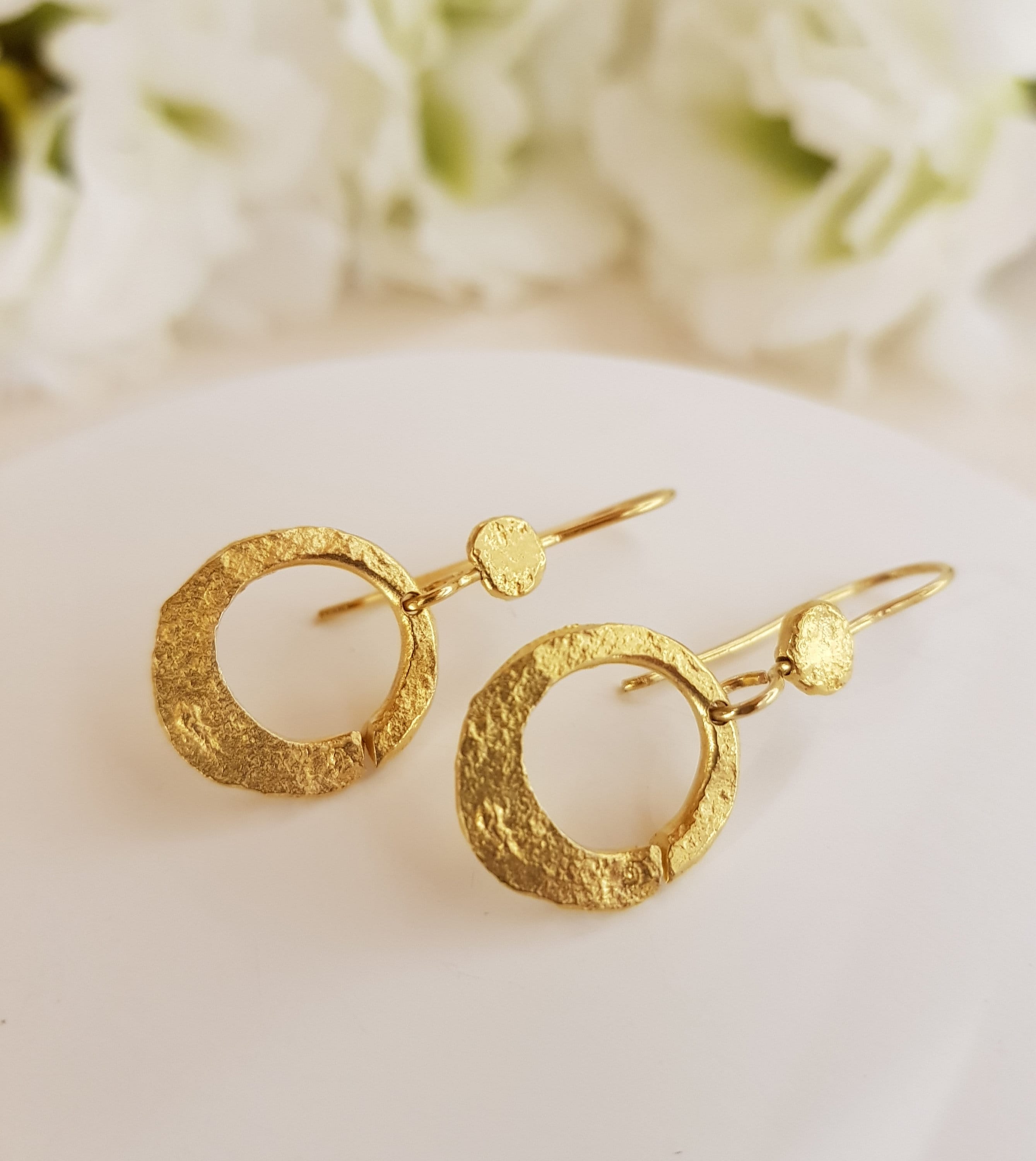 Geometric Gold Circle Dangle Earrings Gold Plated