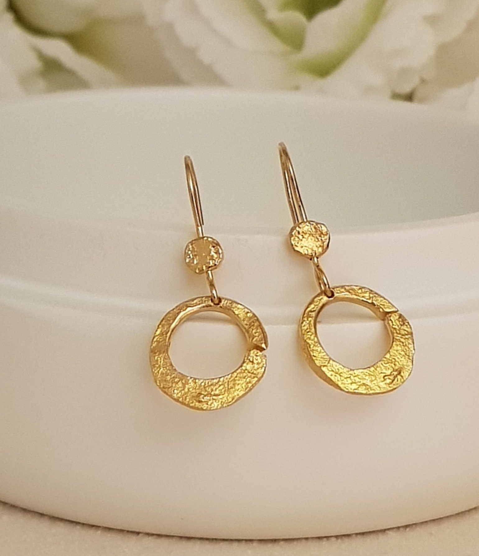 Geometric Gold Circle Dangle Earrings Gold Plated