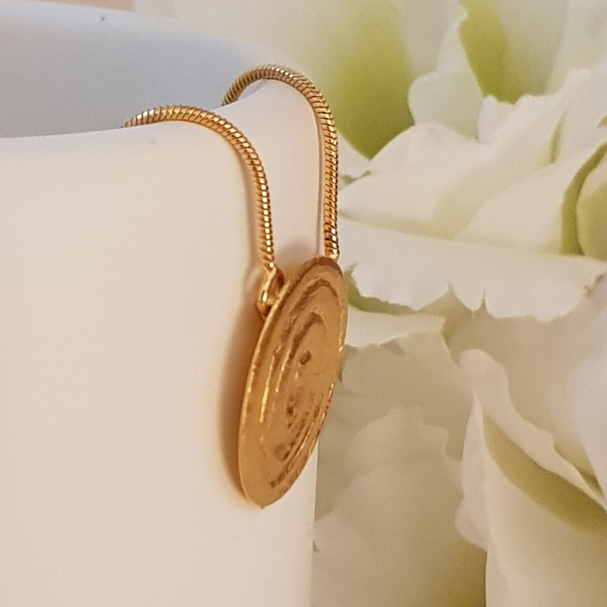 Hammered Gold Spiral Pendant Circle Gold Plated Necklace