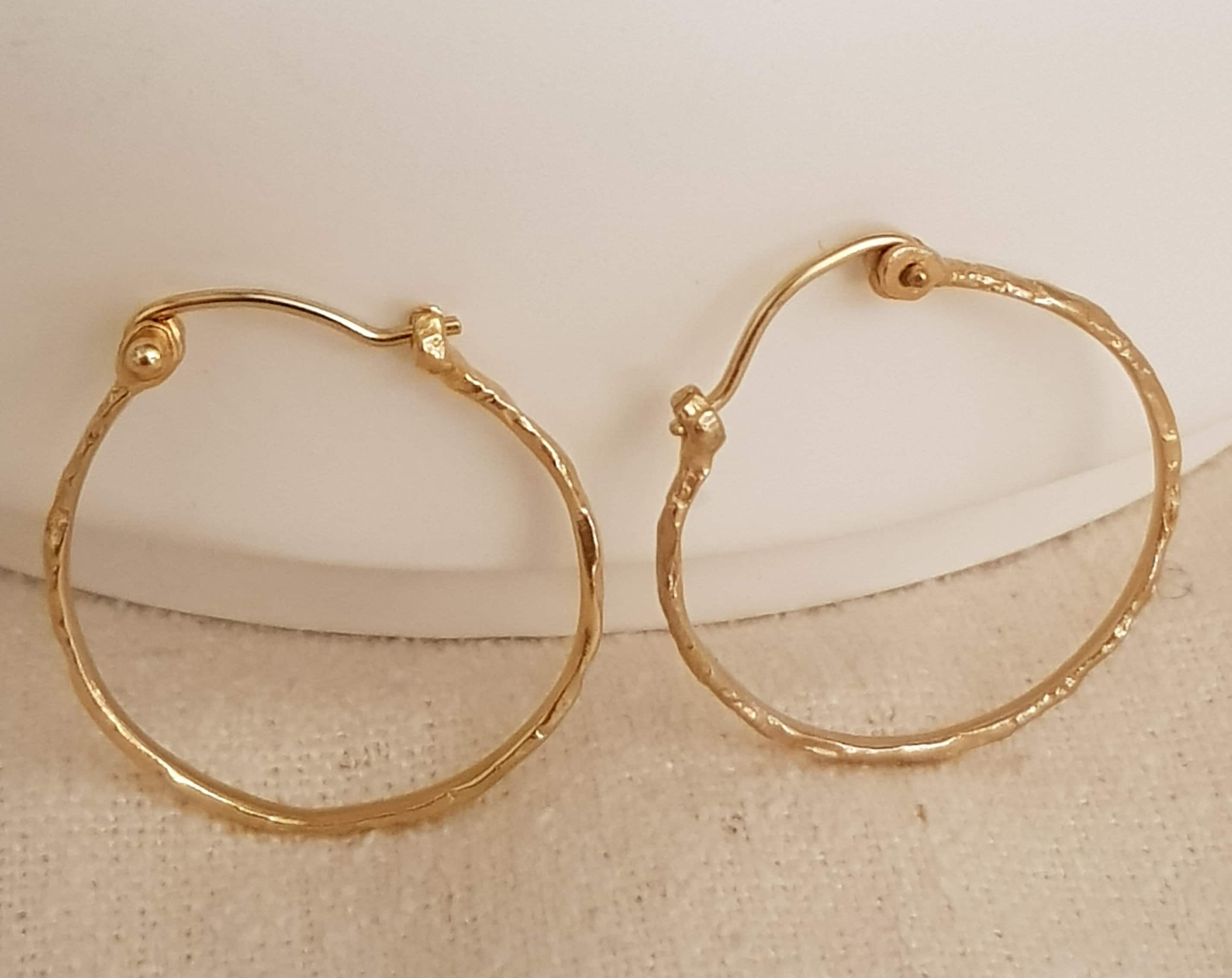 Handmade 14k Gold Small Hoop Earrings