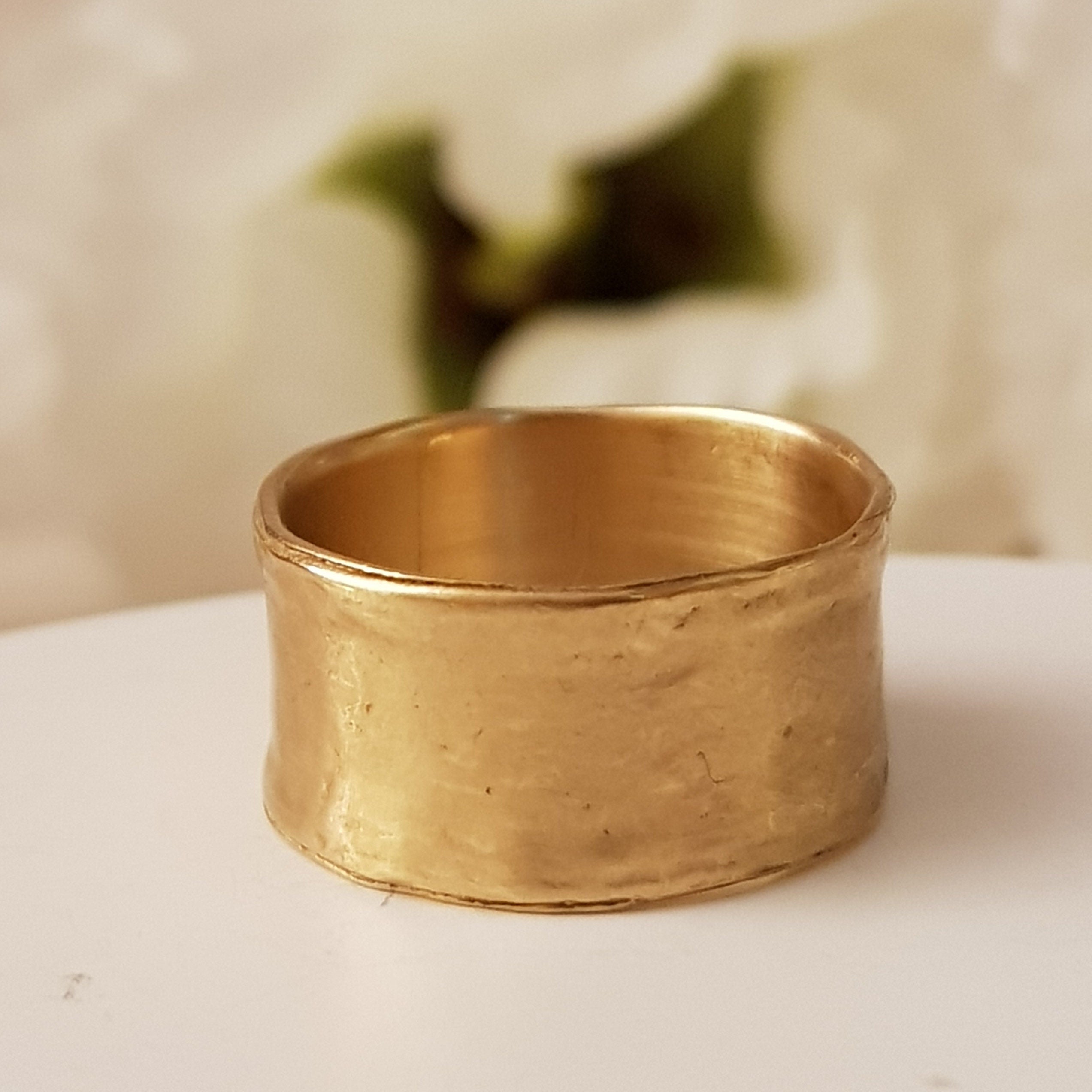 10mm Wide Wedding Ring 18k Solid Gold