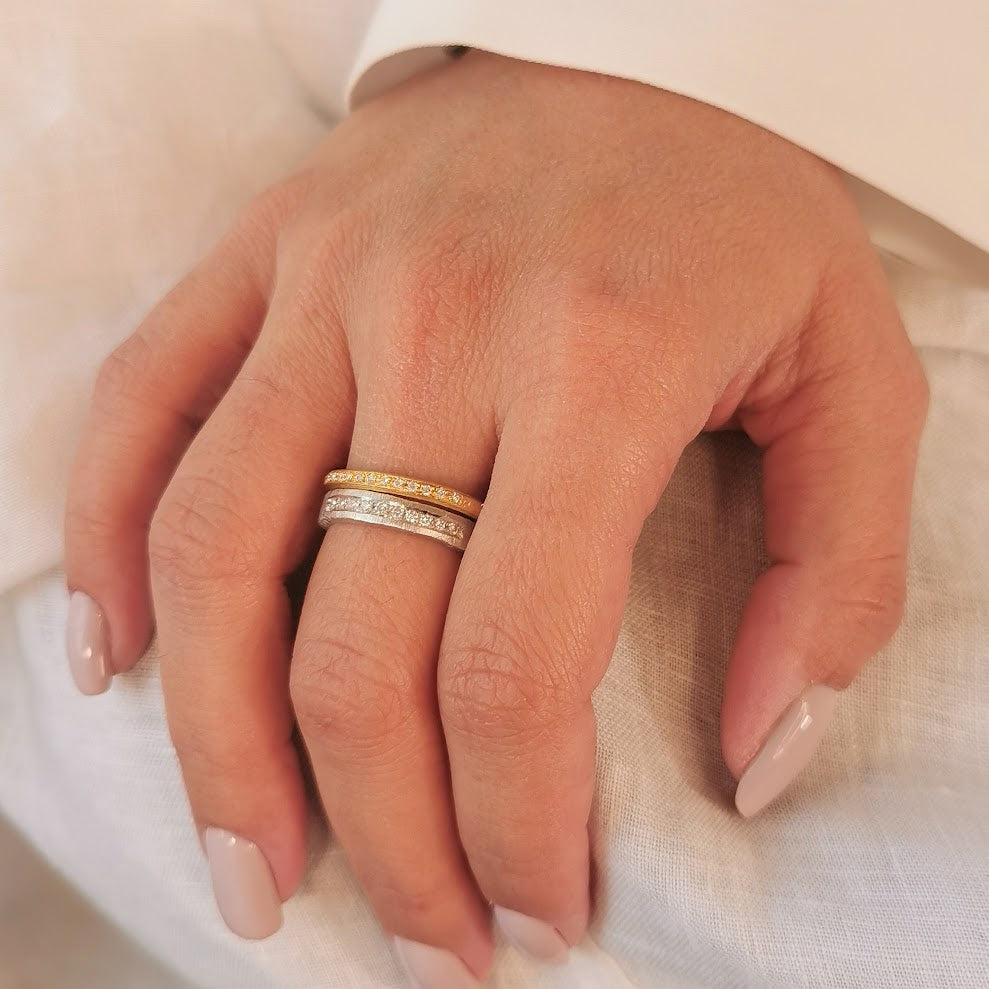 Stackable Diamond and Gold Rings