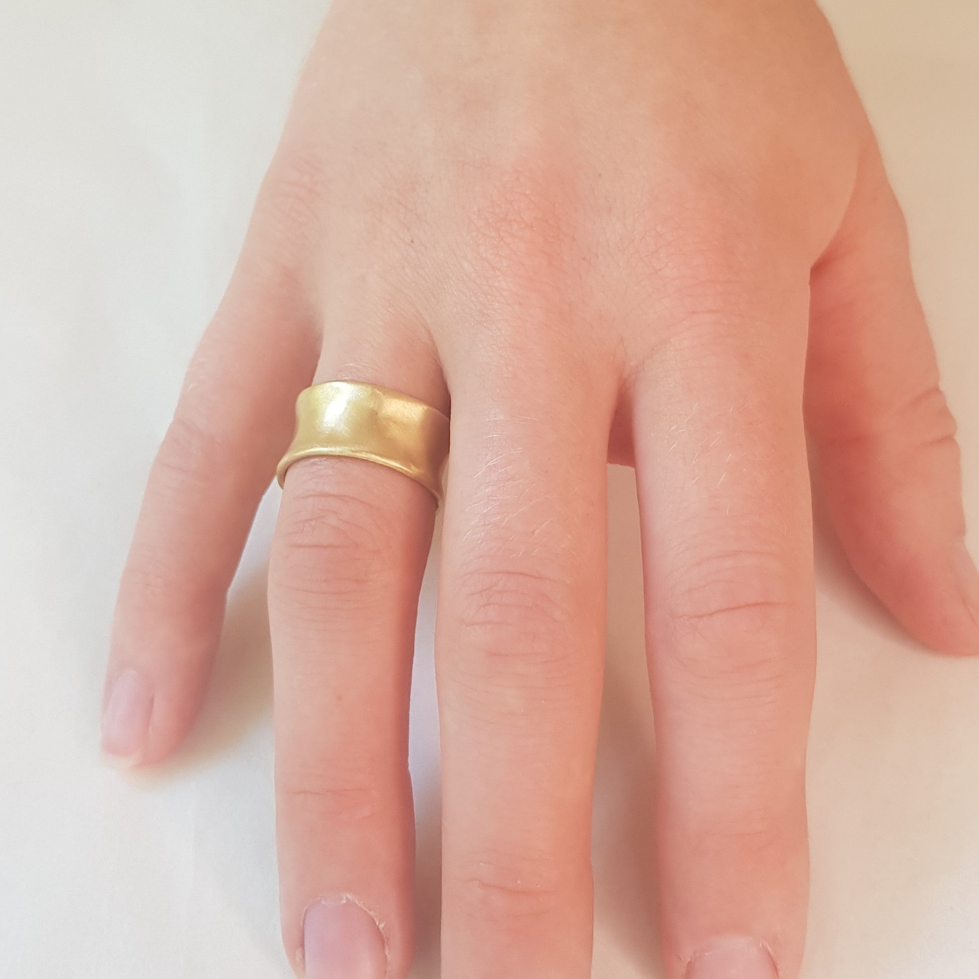 10mm Wide Wedding Ring Matte Gold Finish-ZadokGold