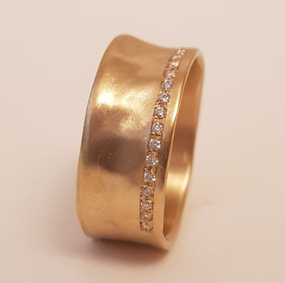 18k Yellow Gold Diamond Wedding Ring 18 Small Diamonds-ZadokGold