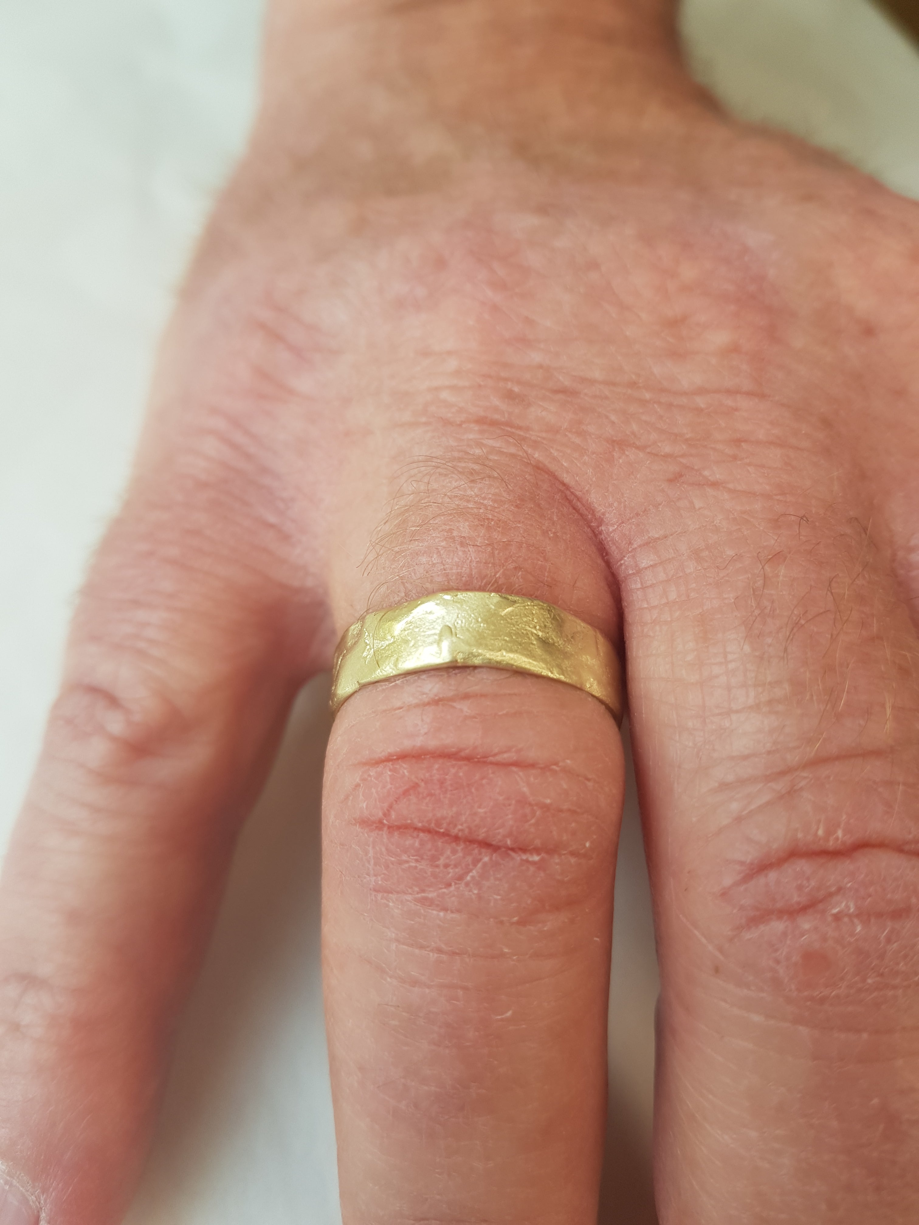 Matte Finnish Textured 14k Yellow Gold Wedding Ring 6mm Wide