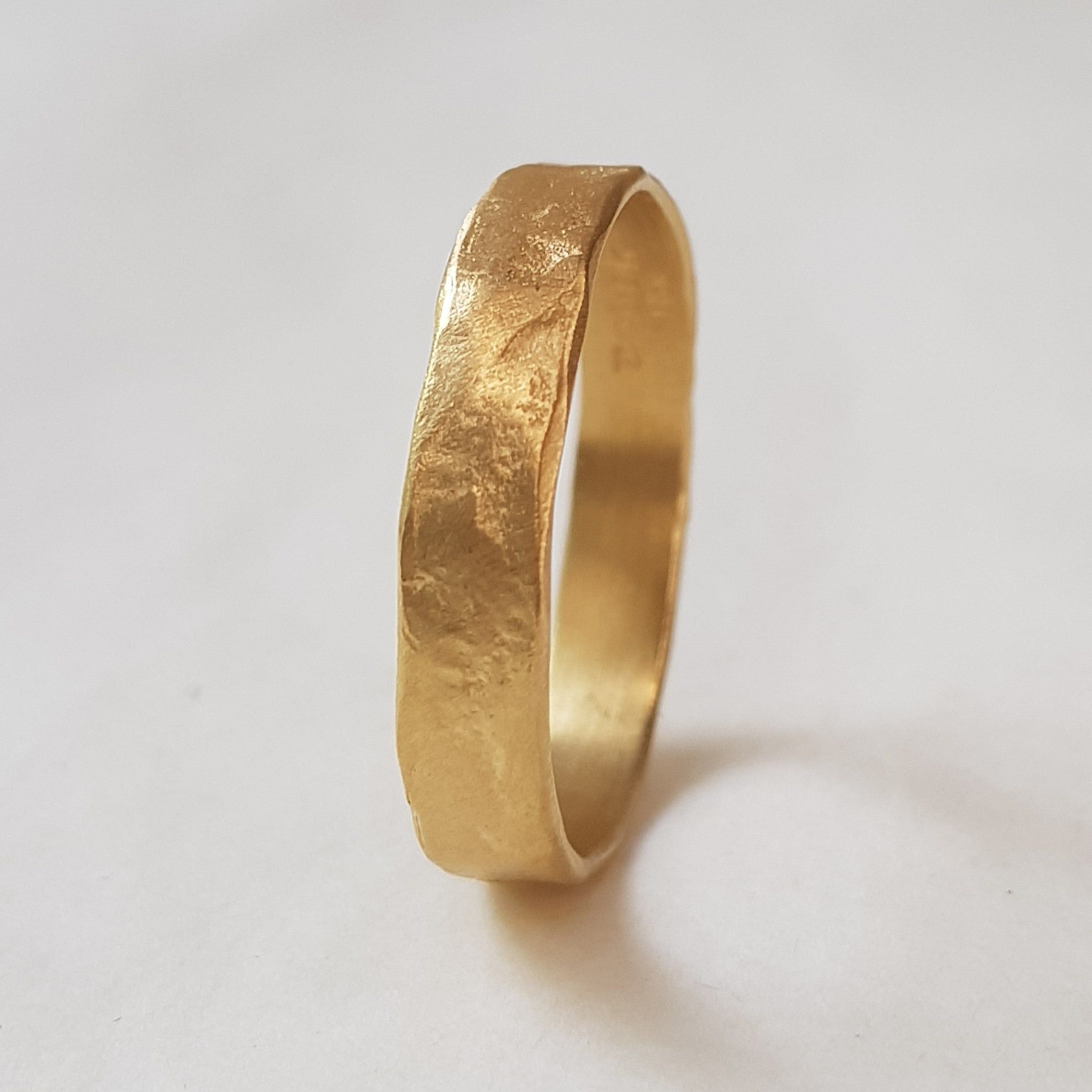 18K Textured Gold Matching His and Hers Gold Wedding Ring Set